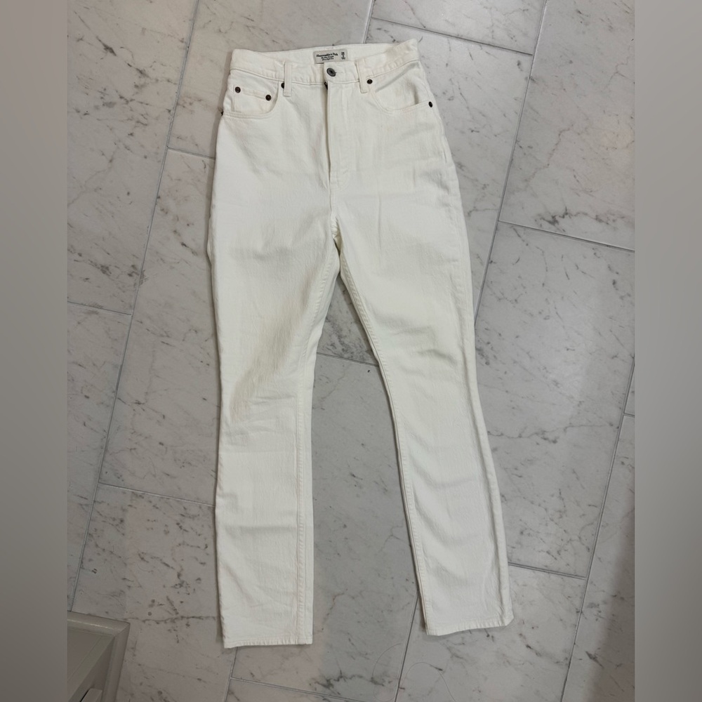 Abercrombie & Fitch Cream Straight Leg Jeans